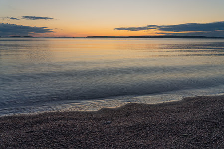Seascape. Peaceful, calm, evening sky. natural background. summer evening.の写真素材