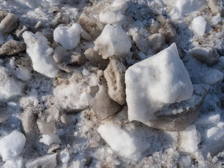 Spring ice and snow. close up. Concept Danger, Slipperyの写真素材
