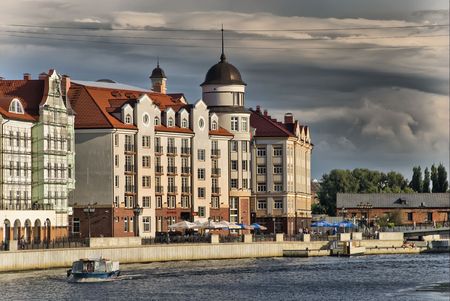 beacon of light sea fishing boat crewman river navigation beautifully bright fishing village Kaliningrad Konigsbergの写真素材