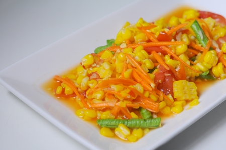 Thai style sweet corn spicy saladの写真素材