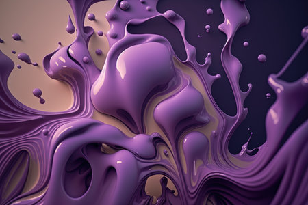 3d render of abstract background with purple liquid splashes. liquid paintの素材