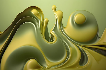 3d render, abstract background, yellow and green color, liquidの素材