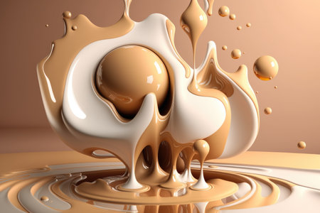 3d rendering of a splash of milk or chocolate and egg.の素材