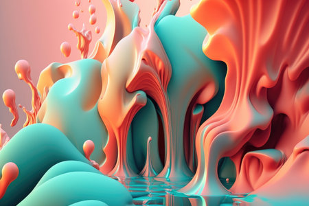3d rendering of abstract fluid background. Colorful liquid with waves.の素材