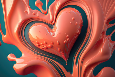 3d render, abstract background, liquid paint in the form of heartsの素材
