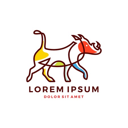 Warthog logo vector. Icon line art outline illustration.のイラスト素材