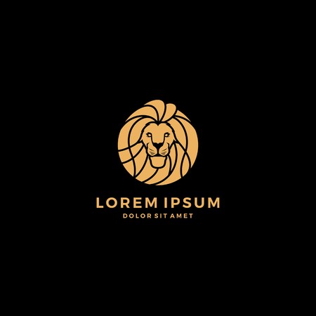 lion head logo round circle emblem badge vector downloadのイラスト素材