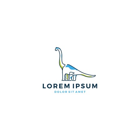cute dino dinosaur dinosaurus brontosaurus logo vector icon templateのイラスト素材