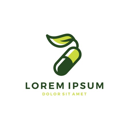 herbal capsule pill leaf medicine drug logo vector icon downloadのイラスト素材