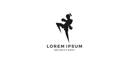 Muay thai kick boxing logo vector icon downloadのイラスト素材