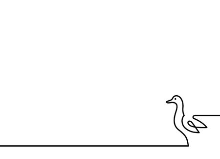 continuous line duck vector illustration on white backgroundのイラスト素材