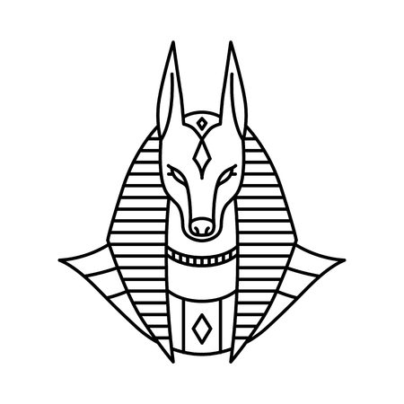 anubis logo vector line art outline monoline illustrationのイラスト素材