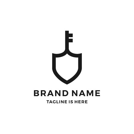 key shield secure security protector logo vector iconのイラスト素材