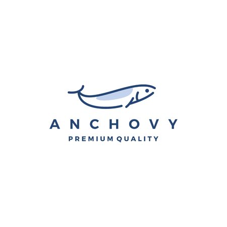 anchovy fish logo vector icon seafood illustrationのイラスト素材