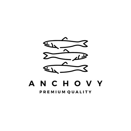 anchovy fish logo vector icon seafood illustrationのイラスト素材