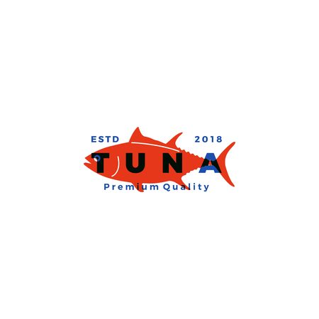 Tuna fish emblem label seafood iconのイラスト素材