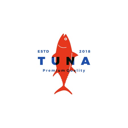 Tuna fish emblem label seafood iconのイラスト素材