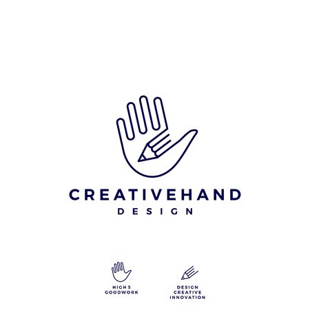 hand pencil logo vector icon illustrationのイラスト素材