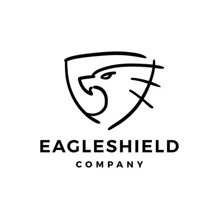 eagle shield doodle logo vector icon illustrationのイラスト素材