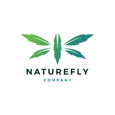 dragonfly leaf logo vector icon illustrationのイラスト素材