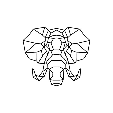 elephant head logo geometric line vector illustrationのイラスト素材