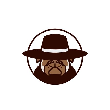 pitbull dog with hat logo vector illustrationのイラスト素材