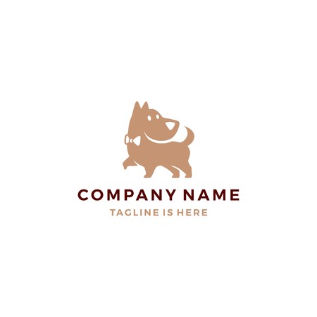 flat dog pose logo vector templateのイラスト素材