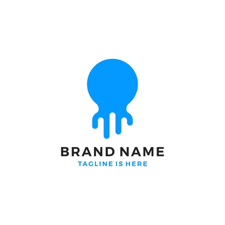 octopus blue simple logo template vector icon illustrationのイラスト素材