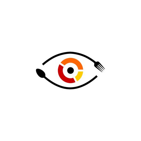 eye see food spoon fork logo vector icon illustrationのイラスト素材