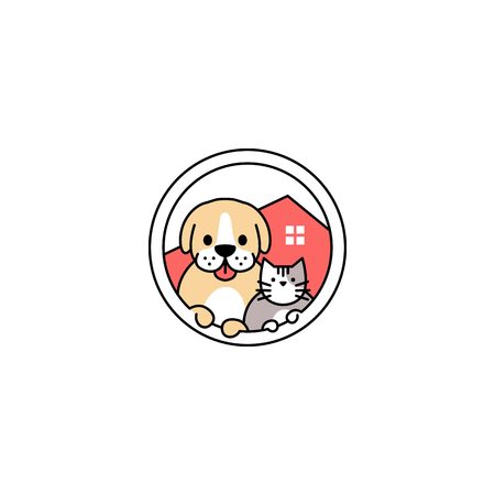 pet dog cat house in the circle logo vector icon illustrationのイラスト素材