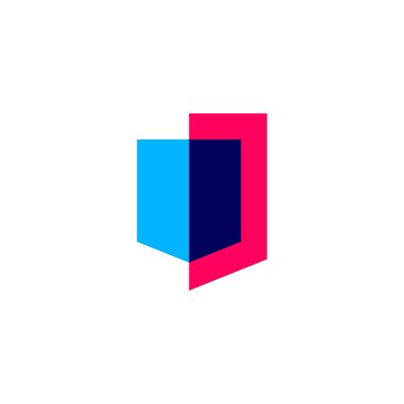 overlapping geometric shield logo vector icon illustrationのイラスト素材