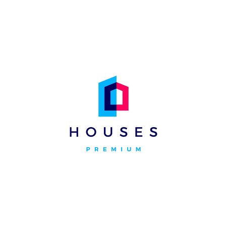 house home architect mortgage facade logo vector icon illustration overlapping styleのイラスト素材
