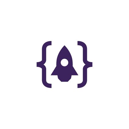 code launch rocket logo vector icon illustrationのイラスト素材