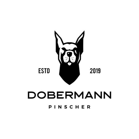 dobermann pinscher dog logo vector icon illustrationのイラスト素材
