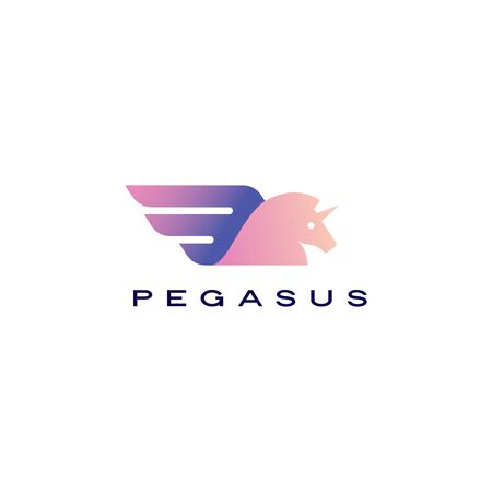 horse pegasus unicorn wings logo vector icon illustrationのイラスト素材