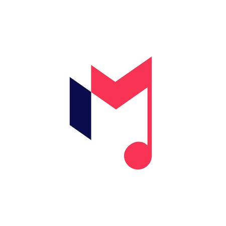 m letter music notes logo vector icon illustrationのイラスト素材
