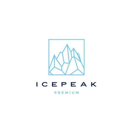 ice peak mount stone mountain adventure icepeak geometric logo line art outline illustrationのイラスト素材