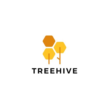 tree hive honey hexagon logo vector icon illustrationのイラスト素材