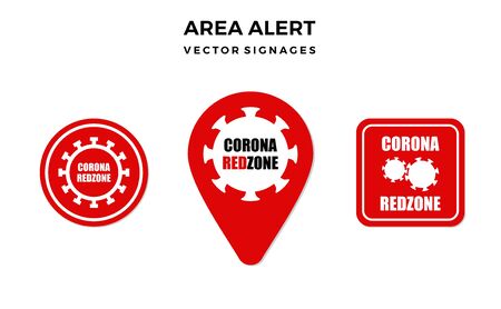 corona red zone area alert vector sign illustrationのイラスト素材