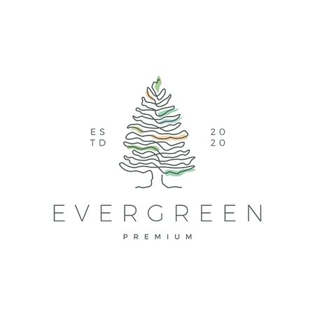 pine evergreen fir hemlock spruce conifer cedar coniferous cypress larch pinus tree logo vector icon illustrationのイラスト素材