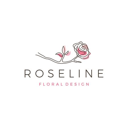 rose line logo vector icon illustration outline monolineのイラスト素材