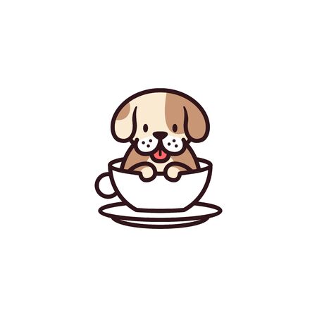dog cup mug glass cafe logo vector icon illustrationのイラスト素材