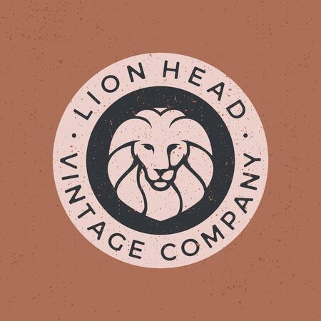 lion head vintage logo vector icon illustrationのイラスト素材