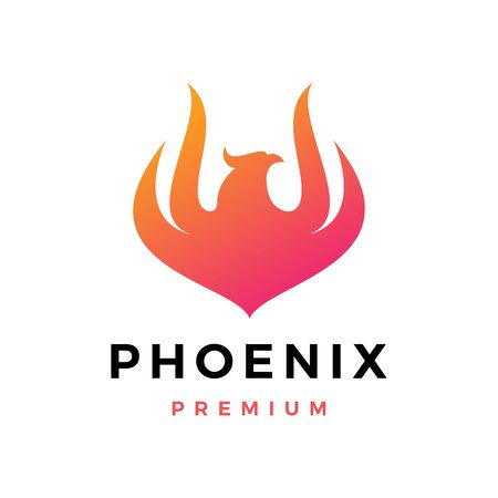 phoenix fire frame logo vector icon illustrationのイラスト素材