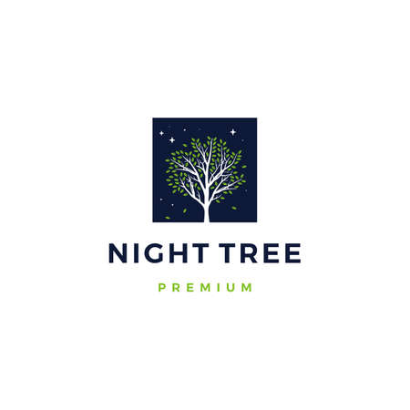 night tree logo vector icon illustrationのイラスト素材