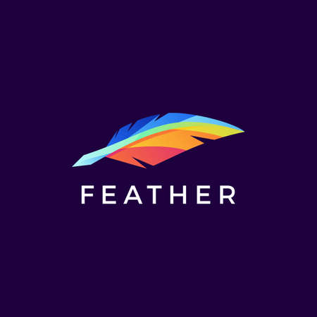 quill feather pen colorful logo vector icon illustrationのイラスト素材