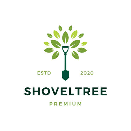 shovel tree sprout garden leaf logo vector icon illustrationのイラスト素材