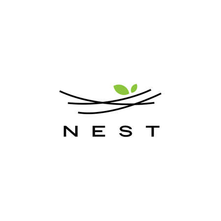 bird nest logo vector icon illustrationのイラスト素材