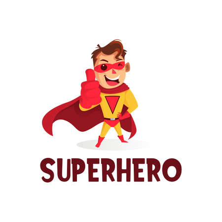 super hero thumb up mascot character logo vector icon illustrationのイラスト素材