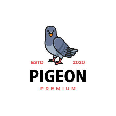 cute pigeon cartoon logo vector icon illustrationのイラスト素材